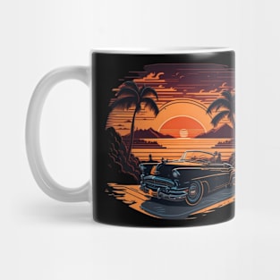 sunset retro classic car Mug